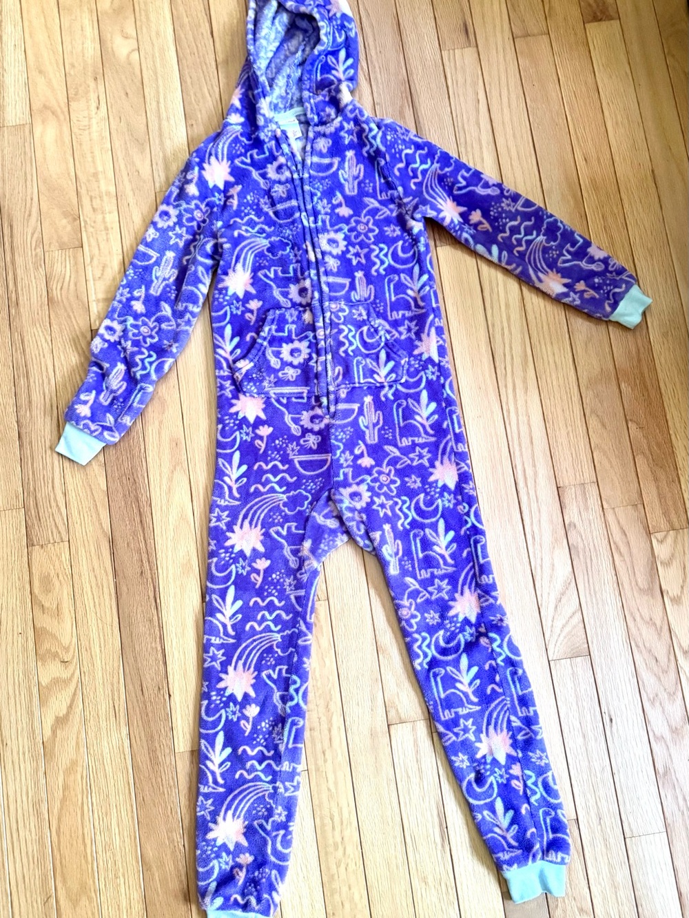 Girls' Purple Hooded One-Piece Pajama, Girls Cat and Jack Pajamas, Hooded Pajama